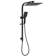 2in1 Shower Set Matt Black 12" Rainfall Head 3 Modes Handheld Silding Rail Combo