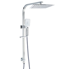 WELS 2IN1 Square Shower Head Set 10" Rain Handheld Sliding Rail Arm Inbuilt Diverter