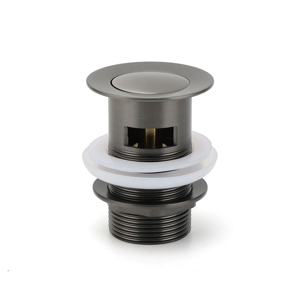 Gun Metal Brass 32mm Push Pop Up Plug Overflow Basin Sink Drain Outlet Waste Kit