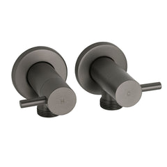 Gun Metal Grey Washing Machine 1/4 Turn Hot Cold Water Mixer Tap Set Watermark