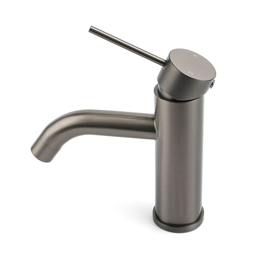 WELS Gun Metal Grey Kitchen Laundry Round Basin Mixer Vanity Sink Faucet Tap Set