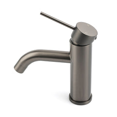 WELS Gun Metal Grey Kitchen Laundry Round Basin Mixer Vanity Sink Faucet Tap Set