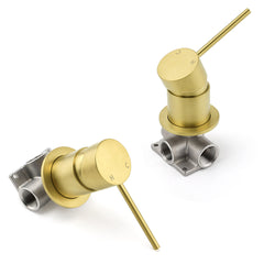 Brushed Gold Round Wall Mounted Shower Mixer Hot Cold Bath Tap Valve Cartridge