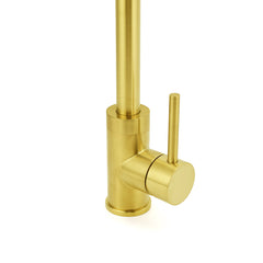 Brushed Gold Round Kitchen Mixer Sink Tap 360° Swivel Laundry Basin Faucet Spout