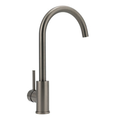 Gun Metal Round Kitchen Mixer Sink Tap 360° Swivel Laundry Basin Faucet Spout Set
