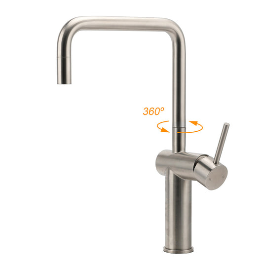 WELS 6L/m Kitchen Laundry 360º Swivel Sink Mixer Faucet Tap Spout Brushed Silver