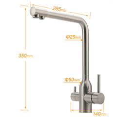 Brushed Nickel 3 Way Kitchen Sink Swivel Mixer Tap Pure Drink Clean Water Faucet