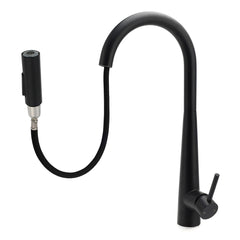 Round Matt Black Pull Out Kitchen Sink Tap Laundry Basin Mixer 2 Way Spout Set