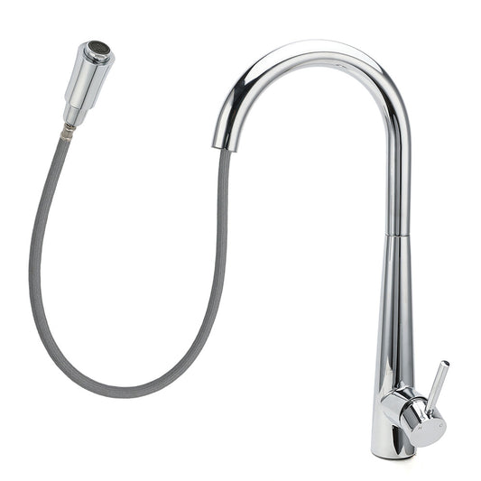 WELS Chrome Pull Out Kitchen Sink Tap Round Basin Mixer Faucet Flexible Spout