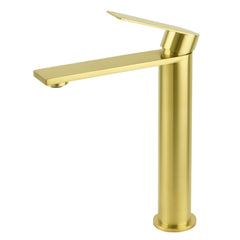 Brushed Gold Stainless Steel Tall Basin Mixer Vanity Sink Faucet Laundry Spout