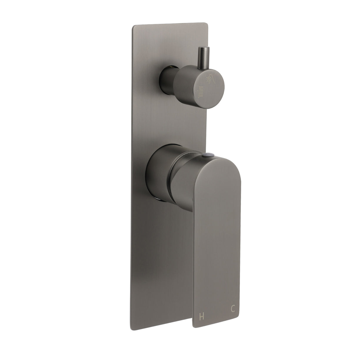 Gun Metal Grey Square Wall Mounted Shower Mixer Diverter 2 Ways Switch Valve Set