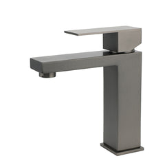 Gun Metal Square Cubic Basin Mixer Faucet Hot Cold Tap Kitchen Laundry Vanity Set