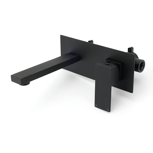Matt Black Basin Mixer Bathroom Tub Faucet Wall Mount Tap Hot Cold Water Spout