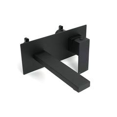 Matt Black Basin Mixer Bathroom Tub Faucet Wall Mount Tap Hot Cold Water Spout