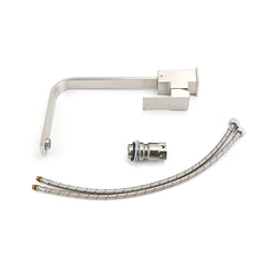 WELS Square Kitchen Sink Laundry Mixer 360º Swivel Faucet Tap Set Brushed Nickel