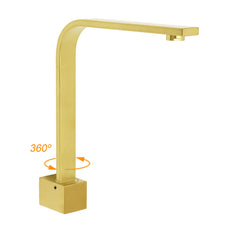 Brushed Gold Square Bathroom Spout Gooseneck Arm Bathtub Filler Tap Water Outlet