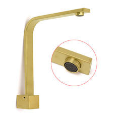 Brushed Gold Square Bathroom Spout Gooseneck Arm Bathtub Filler Tap Water Outlet
