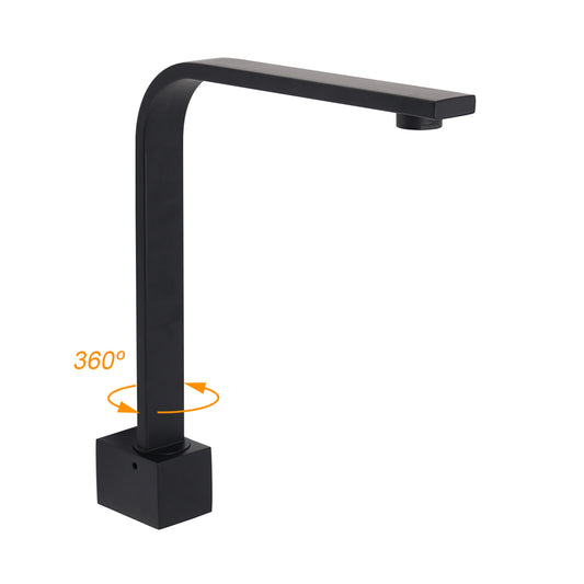 Black Gooseneck Arm High Rise Wall Mounted Bathtub Square Spout Water Outlet