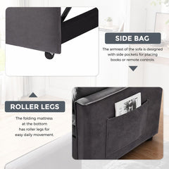 Fashionable Modern and Multi-functional Foldable Velvet Sofa Bed - Green