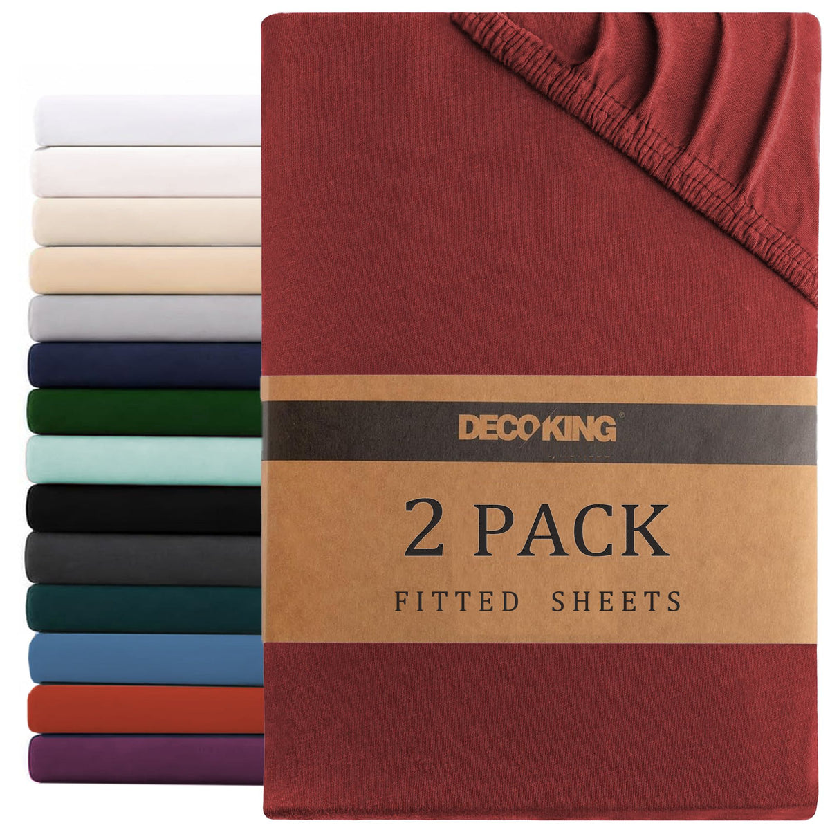 Hotel Quality Fitted sheets - 2 Piece Fitted sheets  -Breathable Bedding - Wrinkle, Fade, Stain Resistant- 26inch/40cm Deep Pocket Fitted Bed Sheet-Wrinkle and Fade Resistant,(Red,King)
