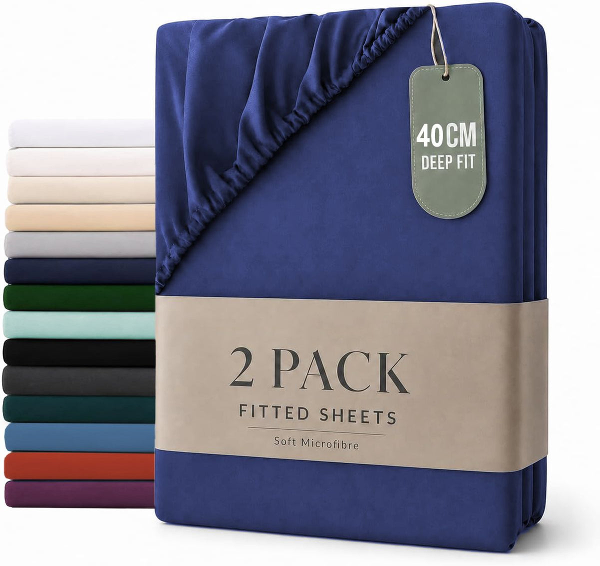 Hotel Quality Fitted sheets - 2 Piece Fitted sheets  -Breathable Bedding - Wrinkle, Fade, Stain Resistant- 26inch/40cm Deep Pocket Fitted Bed Sheet-Wrinkle and Fade Resistant,(Royal blue,Super King)