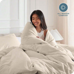 3 Piece Hotel Soft Microfiber Quilt Cover Set-2000TC Duvet/Donna Cover Set & Pillowcases -1 Quilt Cover Zipper Closure & 1 x Pillowcases-Breathable Bedding - Wrinkle, Fade, Stain Resistant(Camel Beige,Queen)