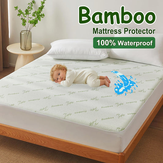 100% Waterproof King Mattress Protector, Breathable Mattress Cover King Size Bed, 3D Air Fabric Cooling Bed Pad Cover, Deep Pocket 40cm