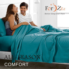4 Piece Bed Sheet Set- Bedding Sheets & Pillowcases -Breathable Bedding - Wrinkle, Fade, Stain Resistant-Deep Pocket Flat Fitted Bed Sheet Set(Biscay blue,King)