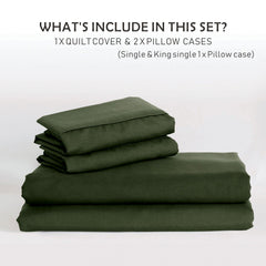 3 Piece Hotel Soft Microfiber Quilt Cover Set-2000TC Duvet/Donna Cover Set & Pillowcases -1 Quilt Cover Zipper Closure & 1 x Pillowcases-Breathable Bedding - Wrinkle, Fade, Stain Resistant(Olive green,Queen)