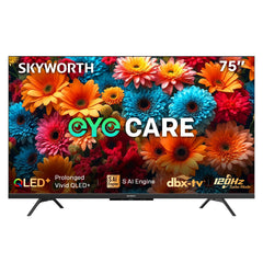 SKYWORTH Q6600H 75" - QLED+ 4K Smart Google TV, Gen 5 Quantum Dot, 120Hz Refresh Rate, AI-Powered Picture, Dolby Audio DBX-tv Audio, Voice Control, Screen Casting, HDR, Eco-Friendly Design