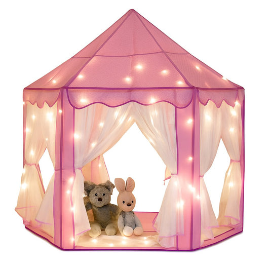 Princess Indoor Playhouse Toy Play Tent for Kids Toddlers with Mat Floor and Carry Bag (Pink)