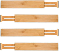 4 Pack Bamboo Adjustable Kitchen Drawer Dividers (Large, 44-55 cm)