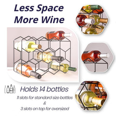 14 Bottle Freestanding Modern Metal Countertop Wine Rack Countertop