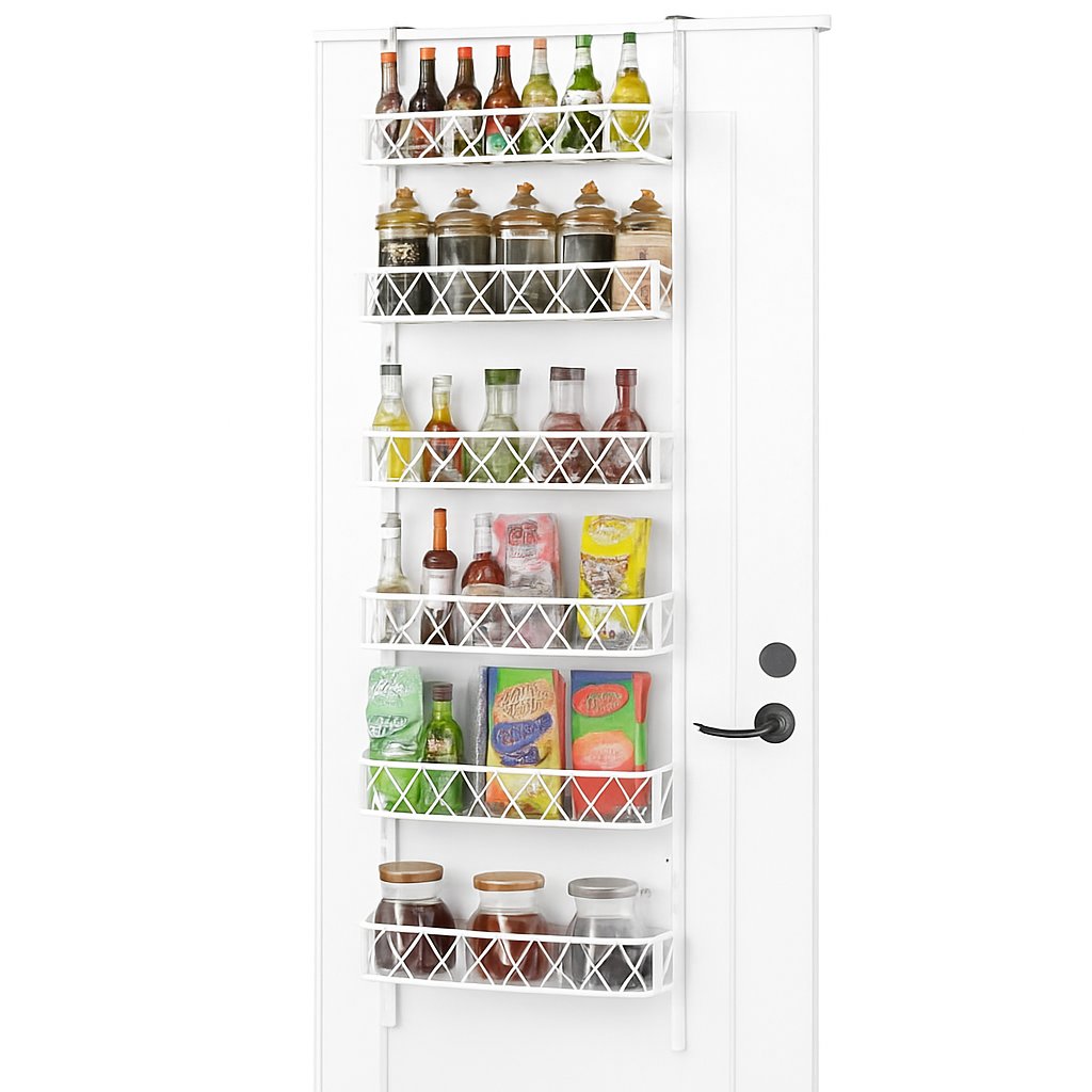 6 Tier Adjustable Baskets Over Door Pantry Organiser for Home Kitchen