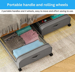 CARLA HOME XXL Under Bed Rolling Storage Containers with 50L Large Capacity and Wheels