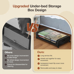 Set 2 Pcs XXL Under Bed Rolling Storage Containers with 50L Large Capacity and Wheels