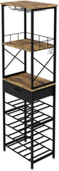 CARLA HOME Freestanding Wine Rack for 20 Bottles with Wood Countertop and Sturdy Metal Frame
