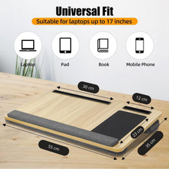 CARLA HOME Oversized Portable Lap Desk with Cushion,Mouse Pad, Tablet and Phone Holder which Fits Up to 17 Inch Laptops for Bed or Sofa (Brown)