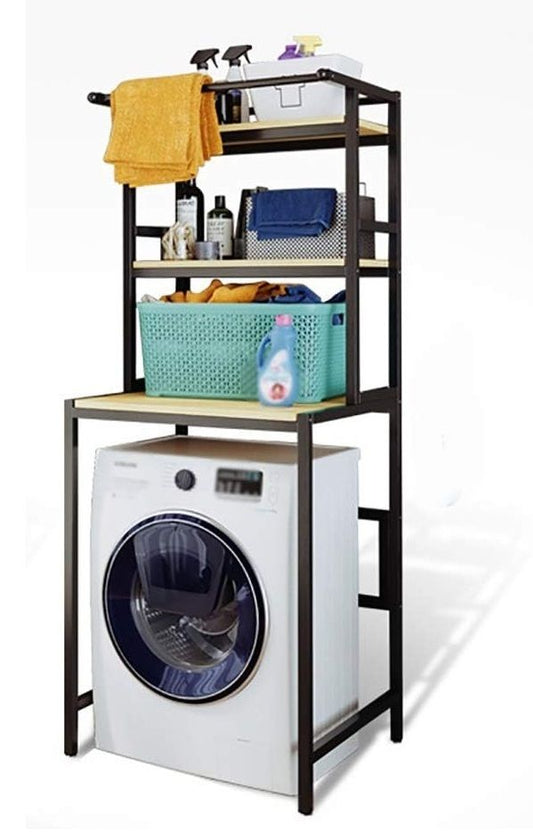 CARLA HOME 3-Tier Over Washing Machine Storage Rack Laundry Shelf Organizer for Bathroom or Toilet (Black)