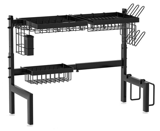 CARLA HOME Adjustable Over the Sink Dish Drying Rack with Utensil Holder, Hooks & Cutting Board Rack for Kitchen Counter Storage