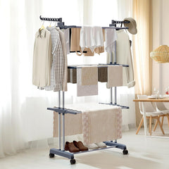 CARLA HOME Folding Clothes Drying Rack with Wheels and Adjustable Side Wings for Laundry Rack and Clothes Storage (Upgraded Model)