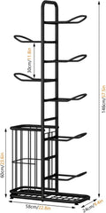 CARLA HOME 7 Tier Ball Storage Rack - Sports Organiser - Black - Basketball Storage Rack