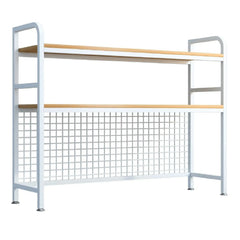 CARLA HOME  2-Tier Metal Desktop Hutch Bookshelf with Grid Panel for Computer Desk and Office Countertop
