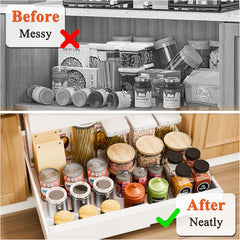 CARLA HOME 2 Pack Pull Out Cabinet Organizer Expandable for Cabinets with Adjustable Slide Out Shelves and Easy Installation (White)