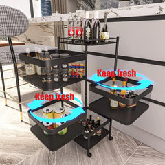 CARLA HOME Metal 5-Tier Rolling Vegetable and Fruit Basket Cart Stand for Kitchen & Storage