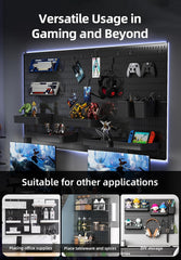 CARLA HOME Pegboard Wall Organizer Kit with 4 Modular Black Pegboards & 19 Accessories for Gaming, Office & Craft Storage (Black)