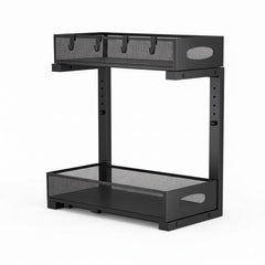 CARLA HOME 2 Tier Under Sink Organizer Pull Out Sliding Cabinet Storage Shelf with Height Adjustable for Kitchen, Bathroom or Laundry Room (Black)