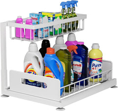 CARLA HOME 2 pack Under Sink Organiser with Sliding Drawers & 2 tier for Kitchen & Bathroom