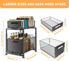 CARLA HOME 2-Tier Under Sink Organizer with Sliding Drawers & Height Adjustable for Kitchen Bathroom Cabinet Organization