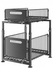 CARLA HOME 2-Tier Under Sink Organizer with Sliding Drawers & Height Adjustable for Kitchen Bathroom Cabinet Organization